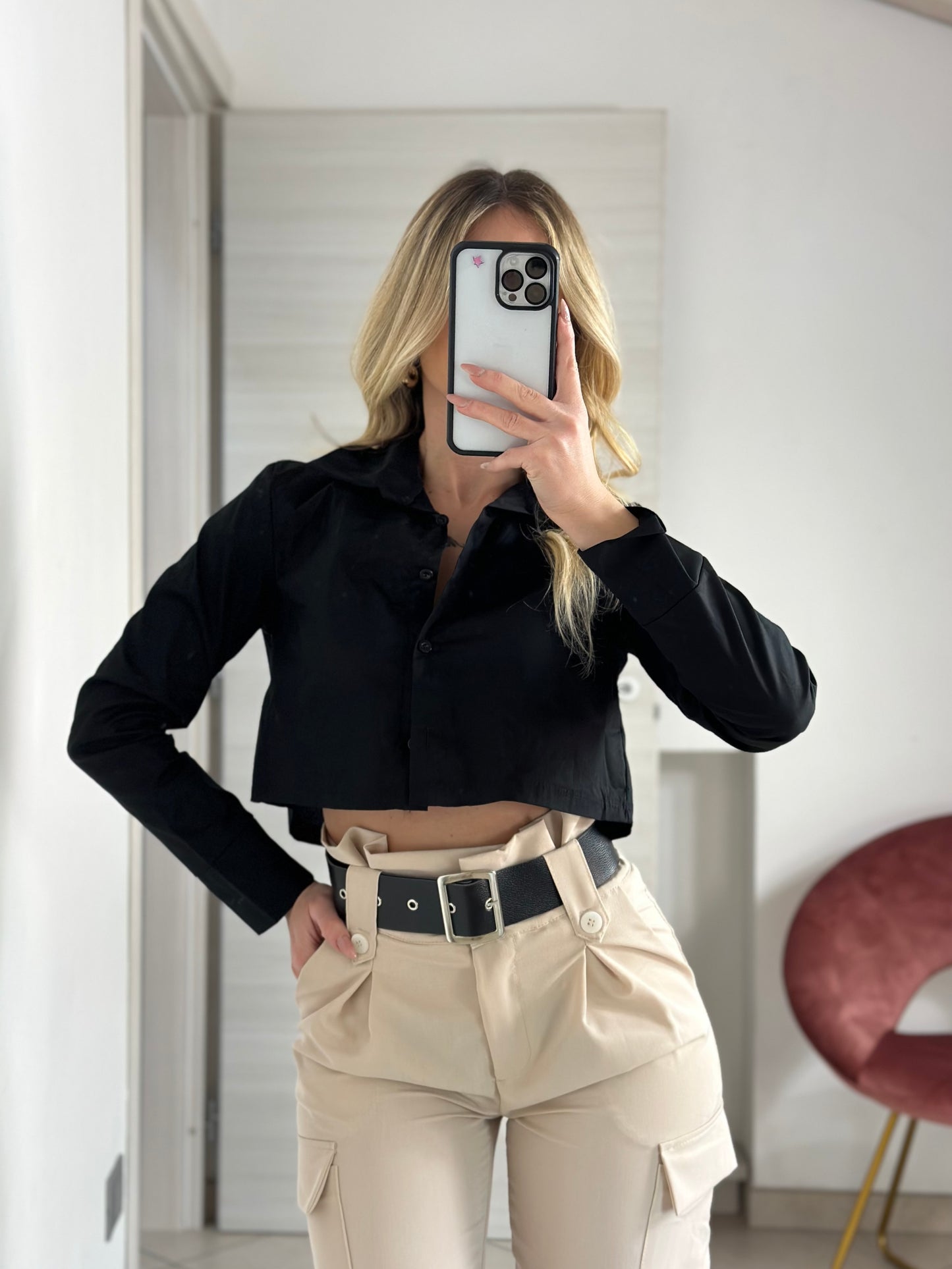 Camicia nera crop