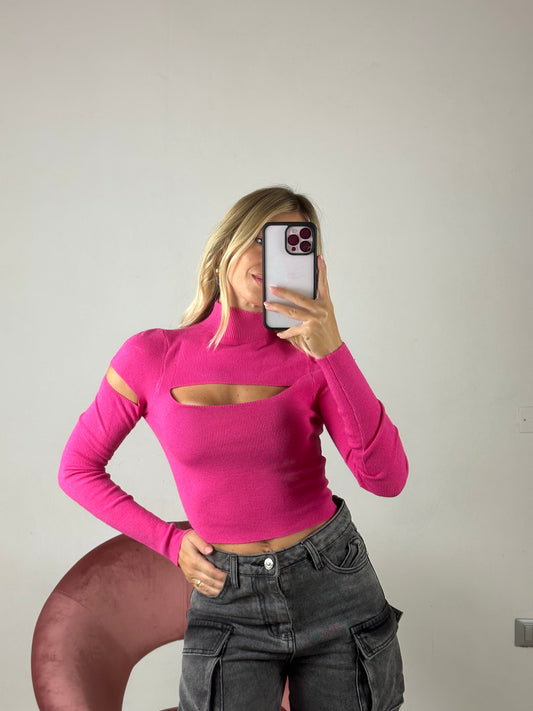 Maglia Cut Out fucsia